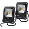 GLW 10W Faretto da Esterno,12VLED Floodlight，Mini IP65 Impermeabile 900lm 3000K,Luce bianca calda,Lampadina Alogena 80W Equivalente,per Decorazione illuminazione in Giardino,2 pezzi,Senza Spina