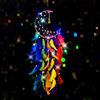 CHMMY LED Acchiappasogni,Fiore Fatto a Mano Piume Acchiappasogni Decorazione per la Casa per Ragazze Camera da Letto Decorazione da Appendere a Parete Ornamento Craft Regalo (Dreamcatcher-4)