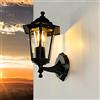Licht-Erlebnisse Applique da esterno vetro alluminio nero IP44 terrazzo balcone H:36 cm E27 verticale Lanterna da parete rustica giardino PARIGI