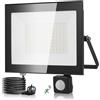 wowspeed Faretto LED da Esterno con Sensore di Movimento - 100W 10000LM Faretto LED da Esterno 6500K Bianca Fredda Faro LED Esterno IP66 Impermeabile Faretto con Sensore di Movimento per Patio Terrazza Garage