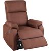 ECO-DE Poltrona Relax Reclinabile Manuale - Calore Lombare e Poggiapiedi Regolabile, Comoda per Salotto, Lettura, Ufficio, Soggiorno o Camera da Letto - Braccioli Estraibili e Salvaspazio (Marrone)