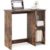 GIANTEX Scrivania da Ufficio, Scrivania con Libreria da Ufficio, Scrittoio con 2 Ripiani, Tavolo in Stile Moderno, per Ufficio, Soggiorno, Camera da Letto, Studio (Marrone)