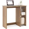 GIANTEX Scrivania da Ufficio, Scrivania con Libreria da Ufficio, Scrittoio con 2 Ripiani, Tavolo in Stile Moderno, per Ufficio, Soggiorno, Camera da Letto, Studio (Naturale)