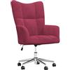 vidaXL Poltrona relax con ruote, girevole, regolabile in altezza, in velluto, colore: rosso vinaccia