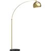 HOMCOM Lampada da terra, lampada da terra ad arco, paralume oro, 40W, E27, lampada da terra su base in marmo, lunghezza regolabile 110-115 cm, altezza regolabile 170-180 cm, design moderno, oro