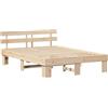 vidaXL Struttura Letto con testiera 160X200 cm Legno massello di Pino Finitura Naturale Design Minimalista nessun sommier Necessario Robusto Durevole Piattaforma per Adulti Struttura Matrimoniale c