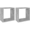 vidaXL Mensole Parete a Cubo 2 pz Grigio Cemento 26x15x26 cm