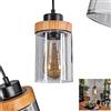 hofstein Lampada a sospensione Amignon, lampada da soffitto moderna in metallo/legno nei colori nero/natura, lampada dal design moderno con paralumi in vetro, altezza massima 150 cm, 1 x E27, senza lampadina