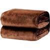 Corredocasa, Coperta Pile - Plaid Divano - Plaid Pile con Cuffie Morbide e Soffici - Made in Italy - Prodotto Disponibile in Diversi Colori - Plaid Singolo Misura 130x160 (Marrone)