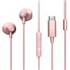 Energy Sistem EasyPods Type C - Cuffie con cavo (connessione tipo C, microfono, Voice Assistant, controller di riproduzione, Comfi-fit) oro rosa