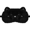 FUNAUPGO Mascherina per dormire a forma di gatto, simpatica mascherina per dormire, in morbido peluche, da viaggio, per bambini, adulti, ragazze, ragazzi, donne, uomini (gatto, nero)
