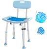 Brosive Sedia da doccia con schienale per anziani anziani, sgabelli da doccia e panche per adulti, sedia da bagno per disabili, sedili da doccia, sedia a vasca blu