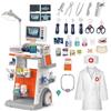 Fegalop Set di giocattoli medici per bambini, 32 pezzi, giocattolo medico con carro medico, suono e funzioni luminose, dentista giocattolo, termometro, stetoscopio, regalo per ragazzi e ragazze (bianco)