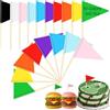 Notoke 100 bandiere vuote per stuzzicadenti, cupcake, mini bandierine triangolari, con superficie scrivibile, per feste, torte, buffet cocktail (10 colori)
