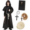 Haozozo Costume da monaco per bambini, costume medievale di Halloween, per bambini, per carnevale, feste, giochi di ruolo, set con rosario classico e taccuino in stile biblico