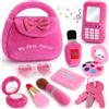 Toylink Borsetta per Bambina con Accessori La Mia Prima Borsa Set con Trucchi Giocattolo Telefono Chiave Carte di Credito Gioco di Finzione Regalo di Compleanno per Bambina 2 3 4 5 Anni (Rosa)