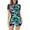 Vuncio Costumi da Bagno Interi Donna con Pantaloncini Taglie Forti Costume Intero Donna Contenitivo Manica Corta Comodi Morbidi Sportivo Spiaggia Piscina Mare Monokini (Green, S)