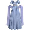 CR ROLECOS Regency, abito da donna Jane Austen, abito da impero vittoriano, a vita alta, vintage, con sciarpa, costume rinascimentale, per feste di gala, Blu, XL
