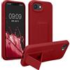 kwmobile 1x Custodia Compatibile con Apple iPhone 17e / iPhone 16e - Cover Supporto Dita - Back Case per Smartphone - Protezione Gommata Rosso rabarbaro
