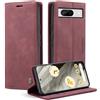 Monweicz Cover Compatibile con Google Pixel 8, Custodia Portafoglio con Slot per Scheda, Protezione Completa Premium in Pelle PU, Flip Libro Magnetica Google Pixel 8, Vino Rosso