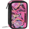 COMIX Wave - Astuccio Scuola, Astuccio con 3 Scomparti per Bambini e Ragazzi, con Set Cancelleria Incluso, 5 Etichette Adesive Portanome e Pratica Chiusura a Zip, 20 x 13H x 7 cm, Nero