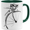 OM3® Tazza da caffè con bicicletta, design vintage da corsa, idea regalo per ciclisti, ciclisti, MTB, bici da corsa, tazza in ceramica, 325 ml, stampata su entrambi i lati, verde