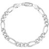 LeCalla solido 925 argento sterling italiano 5 MM diamante tagliato Figaro catena Bracciale per uomini donne 7,5 pollici