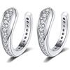 Bellitia Jewelry Ear Cuffs Falsi Orecchini a Cerchio Piccoli per Donna in Argento 925, Clip Orecchini Helix Polsini Cartilagine Non Piercing Finti Orecchini Ipoallergenici con Canale CZ