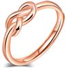 Yumilok Anello da donna in argento Sterling S925, con nodo celtico, regolabile, anello aperto per donne e ragazze, regalo con scatola, oro rosa, Oro rosa