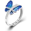 VONALA Anello regolabile da donna, in argento sterling, con anello aperto, regalo di compleanno, Argento sterling, Nessuna informazione