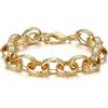 THE BLING KING Bracciale ovale in oro 10 mm, con motivo martellato, placcato oro reale 18 K, finitura unica di lusso, elegante e alla moda per uomini e donne, Oro giallo Ottone, Senza pietre preziose