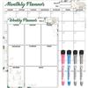 Sliandtelly Lavagna bianca da parete mensile e settimanale, 2 pezzi, autoadesiva, cancellabile a secco, calendario da parete per frigorifero, armadio, con 4 penne magnetiche, per casa, cucina, lista