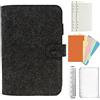 Jalach Raccoglitore ad anelli in feltro A5 A6 ricaricabile, raccoglitore A6 A5 con 90 fogli di carta a righe, quaderno ad anelli, organizer, agenda, planner, calendario, per lavoro, scuola, ricette