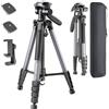 POLAM-FOTO Treppiede per fotocamera da 188 cm, treppiede Porfessional in alluminio resistente, treppiede compatto con borsa per il trasporto, con supporto per telefono grigio
