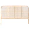 DRW Testiera per letto da 150 a 160 a 180 cm, in rattan, rettangolare, con gambe, 180 x 3,5 x 120 cm