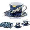 DRW Set 2 Mugs con piatto in porcellana notte stellata tazza: 6 x 6 cm