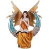 DRW Figura Fata sulla Luna Lettura Arancione in Resina Dipinta a Mano 20x26 cm