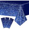 chiazllta 3 tovaglie blu navy e argento, decorazioni denim e diamanti per feste, tovaglia in plastica usa e getta, con coriandoli, rettangolari, per compleanno, festa di nozze, forniture decorative