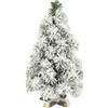 Flair Flower Mini albero di Natale artificiale ghiacciato e innevato su piedi in legno, piccolo albero di Natale, decorazione da tavolo, albero artificiale, piccolo albero di Natale bianco, decorazione natalizia,