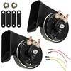 Sdhiiolp Clacson da 12 V, per auto, clacson elettrico universale, 110 dB, doppio clacson impermeabile, doppio corno per treni, moto, barche (2 pezzi, nero)