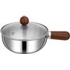 Homefurnishmall Piccola casseruola per latte in acciaio inox, pentola per salse, pentola per cottura del latte, con manico in legno per induzione, fornelli a gas ed elettrici (16 cm con coperchio)