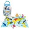ColorBaby Animal World - Cubo di animali marini, 19 pezzi, con mappa del mondo inglese, animali giocattolo, statuetta animale, in miniatura, divertimento e apprendimento (47189)