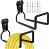 Qurxuanwe 2 Pcs Porta Tubo Giardino Metallo, Supporto Tubetto Flessibile Appendere Parete, Ganci Tubone Acqua Ferro Robusti, Utensili Organizzazione Domestico Durevole per Esterno, Garage, Biciclette (Nero)