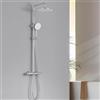 Auralum Colonna Doccia con Miscelatore Termostatico, Set Doccia con Soffione Doccia ∅25cm e Doccetta 3 Funzioni, Colonna Doccia con Asta Saliscendi Doccia Altezza Regolabile 102-125cm, Cromo