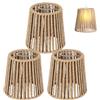 PORFOYO Paralume in rattan boho piccolo, 3 pezzi, paralume in rattan, E27, paralume di carta per lampada da terra, lampada da tavolo, lampade a sospensione, lampade da specchio, paralume a sospensione, 14 x