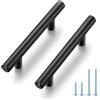 JOY DECOR Confezione da 30 maniglie per armadietti da cucina da 12,7 cm, con foro centrale da 7,6 cm, nero opaco, in acciaio inox, per cassetti da cucina, armadi, centri fori 76 mm