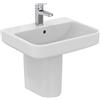 Ideal Standard - i.life B Lavabo da 55 cm con foro centrale per la rubinetteria aperto e foro del troppopieno. Colonna, semicolonna e sifone d'arredo da acquistare separatamente. Bianco