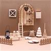 TCXWHSSM Kit Porta Elfo Natale, Porta Elfo Natale Accessori, Miniatura Decorazione Natalizia Porta, Porta Elfo Natalizio Legno con Porta delle Fate, Cassetta delle Lettere, Scala