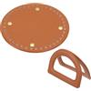 QUARKZMAN Kit per Realizzazione Borsa all'Uncinetto, 1Pz 5.5 Base Borsa Rotonda in Ecopelle con 2Pz Manici a Forma D per Forniture per Realizzazione Borse Fai da Te all'Uncinetto, Marrone