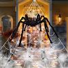 Ntwdby Halloween Decorazione Ragnatela, Ragnatela di Halloween, 7 x 5.5m Ragnatela Triangolare + 20 Mini Ragni + 90cm Ragno Gigante + 40g Ragnatela, Ragnatela Elastica, per Halloween Decorazioni Feste